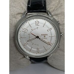 Fossil FTW1200 Women's Black Leather Analog Silver Dial Hybrid Smartwatch JD447